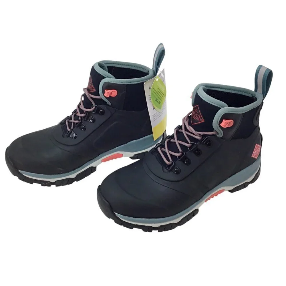 Apex Muck Boot NIB Lace Up 7 Black Pink Waterproof Neoprene Insulated AXWL-000